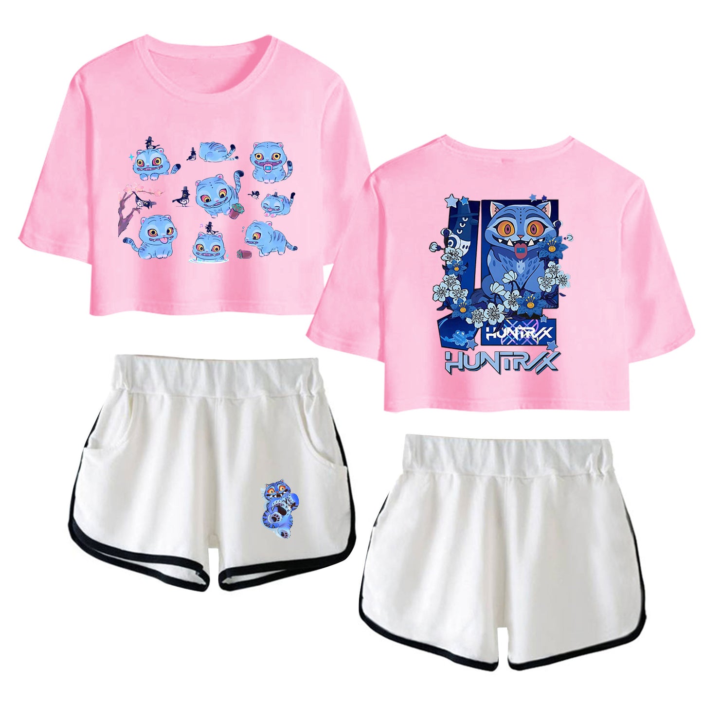 Fifaytech™ K-Pop Demon Hunter Huntrix Cropped Top + Shorts Two-Piece Set