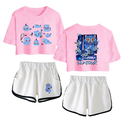 Fifaytech™ K-Pop Demon Hunter Huntrix Cropped Top + Shorts Two-Piece Set
