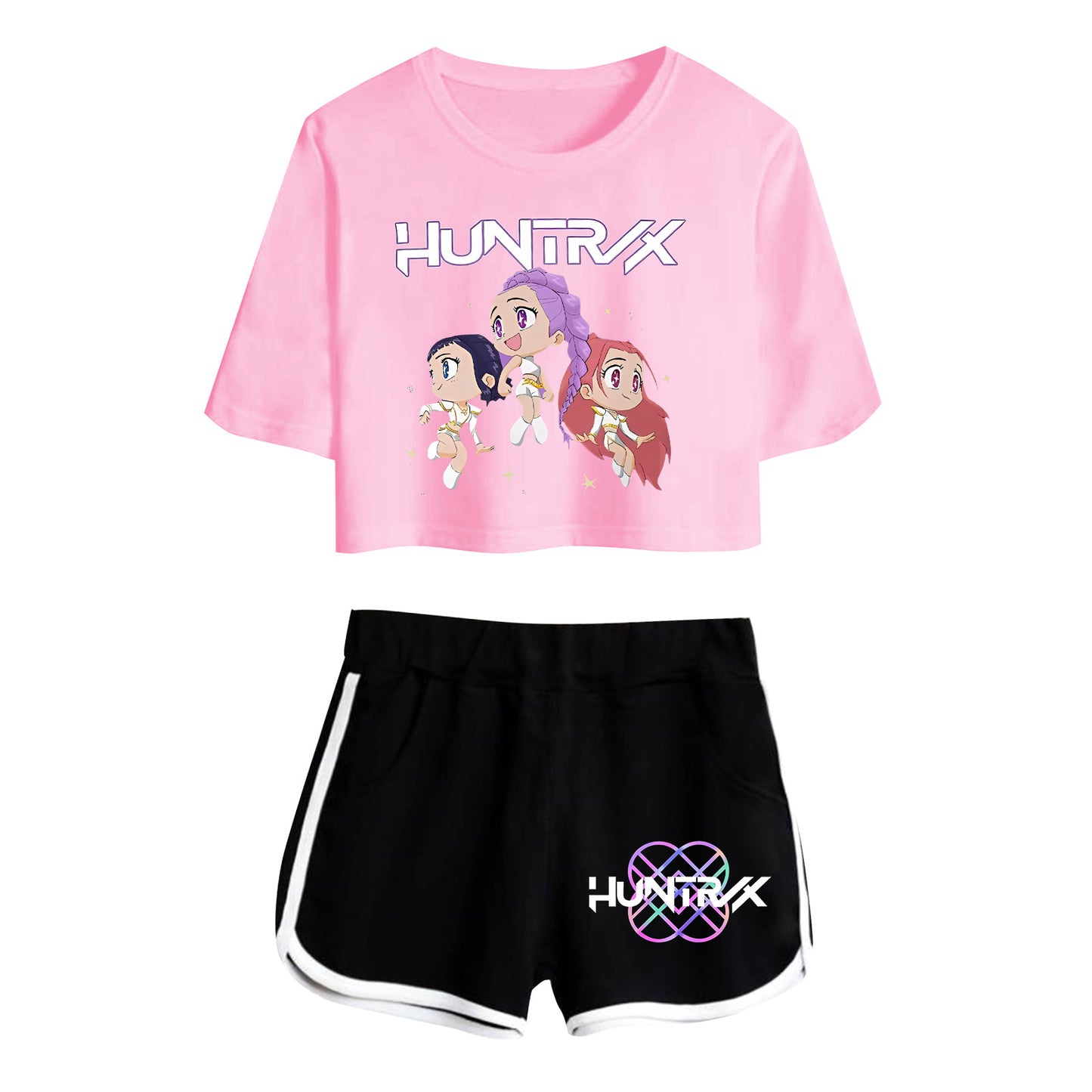 Fifaytech™ K-Pop Demon Hunter Huntrix Cropped Top + Shorts Two-Piece Set
