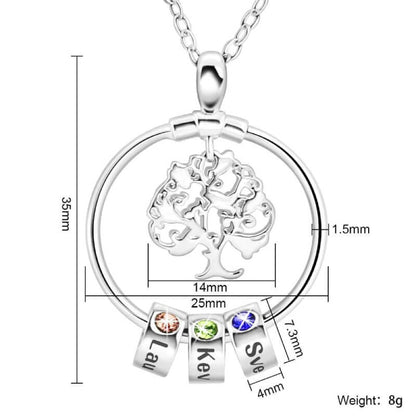 Fifaytech™ Personalized Family Tree Necklace With Children's Names