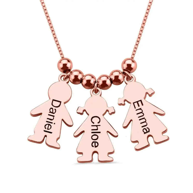 Fifaytech™ Engraved Kids and Cat and Dog Charm Necklace