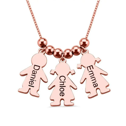 Fifaytech™ Engraved Kids and Cat and Dog Charm Necklace