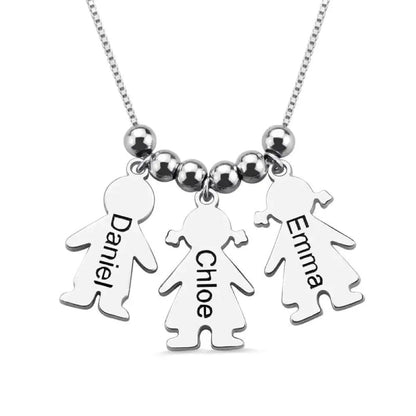 Fifaytech™ Engraved Kids and Cat and Dog Charm Necklace