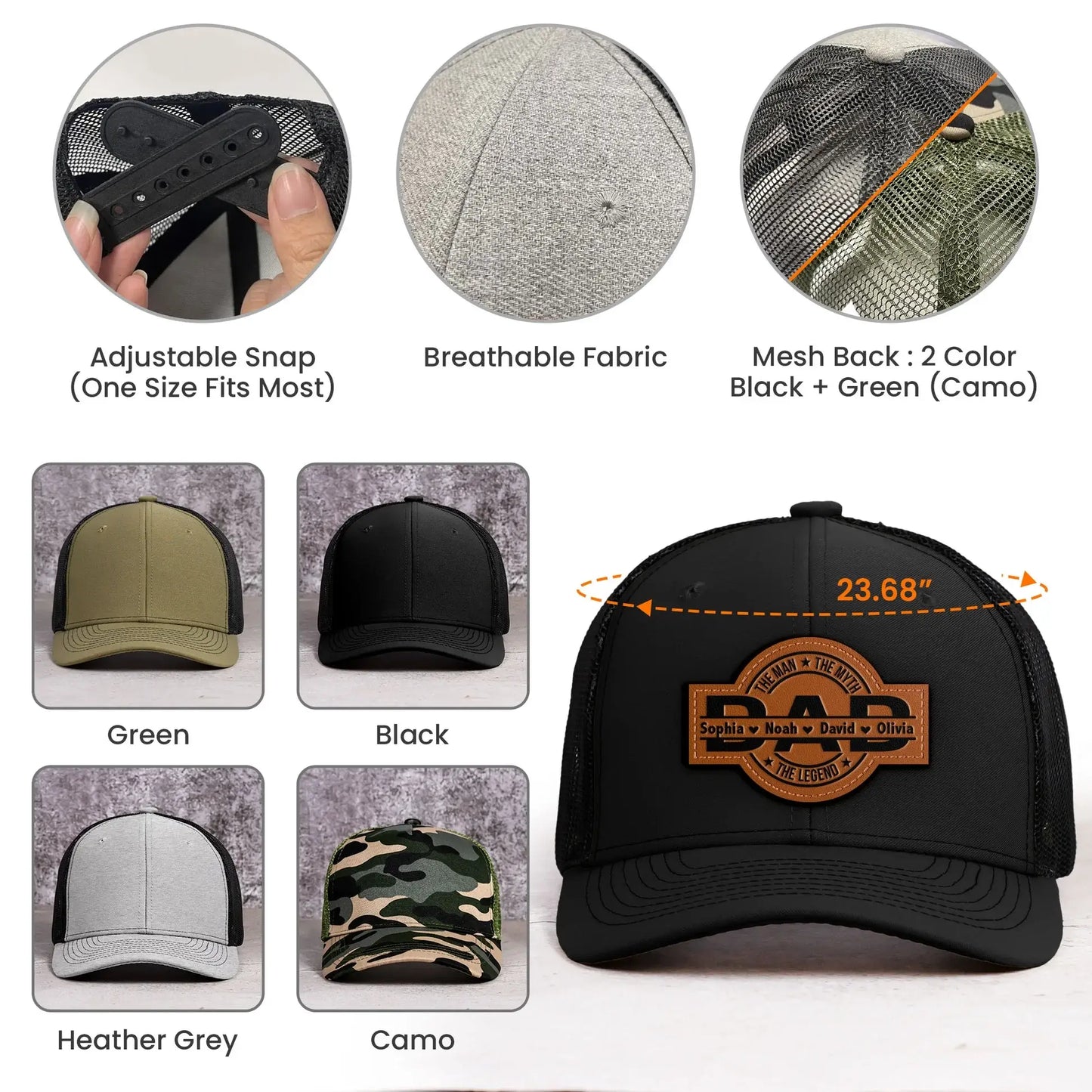 Fifaytech™ Personalized Leather Patch Hat