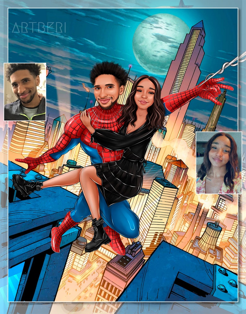Fifaytech™ Personalized Superhero Couple Portrait