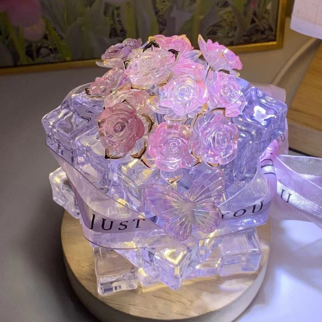 Fifaytech™ Handmade DIY Ice Cube Rose Night Lamp