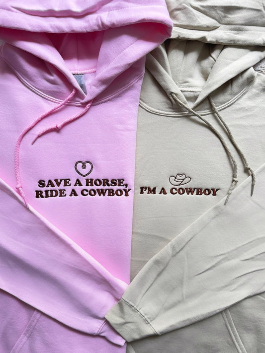 Save a Horse, Ride a Cowboy I'm a Cowboy Matching Embroidery Set