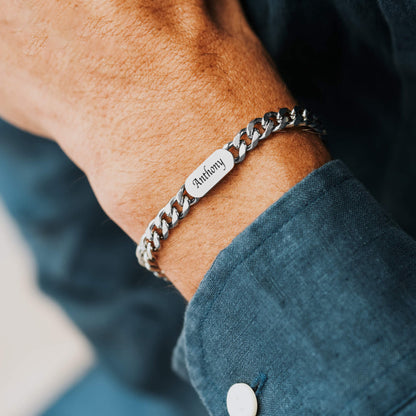 Fifaytech™ Silver Curb Chain Bracelet for dad