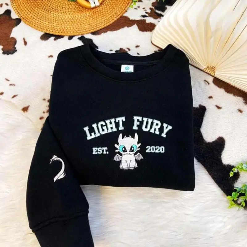 Fifaytech™ Toothless and Light Fury Couple Embroidered Sweatshirt set