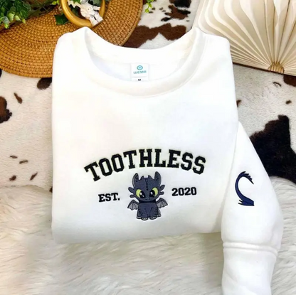 Fifaytech™ Toothless and Light Fury Couple Embroidered Sweatshirt set