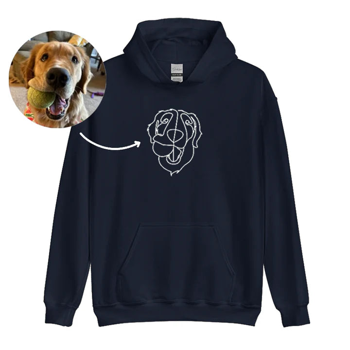 Fifaytech™ Custom Embroidered Hoodie Pet Line Drawing with Pet Portraits