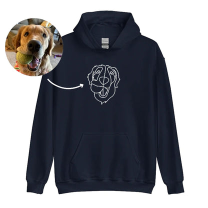Fifaytech™ Custom Embroidered Hoodie Pet Line Drawing with Pet Portraits