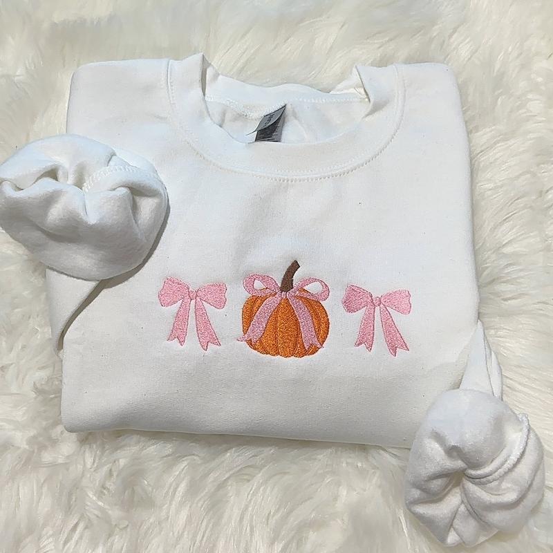 Fifaytech™ Embroidered pumpkin bow sweatshirt