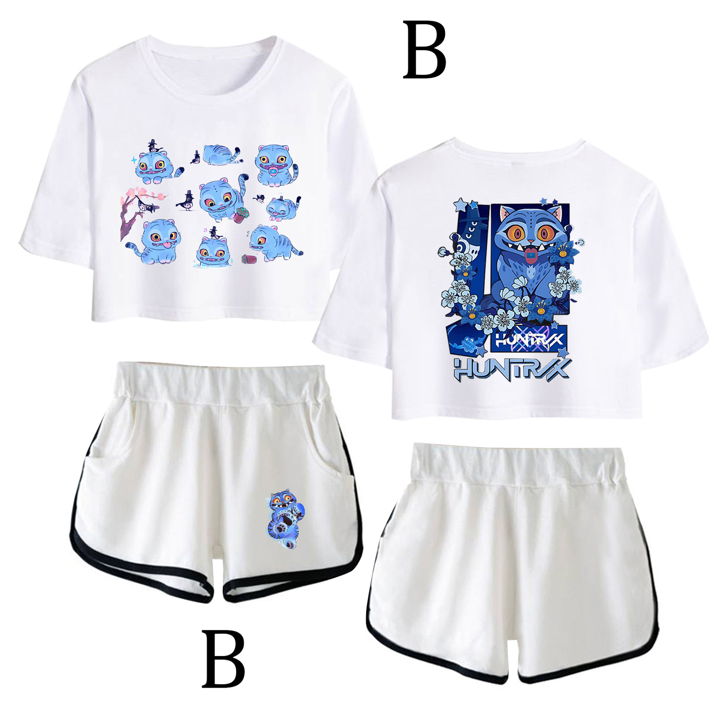 Fifaytech™ K-Pop Demon Hunter Huntrix Cropped Top + Shorts Two-Piece Set