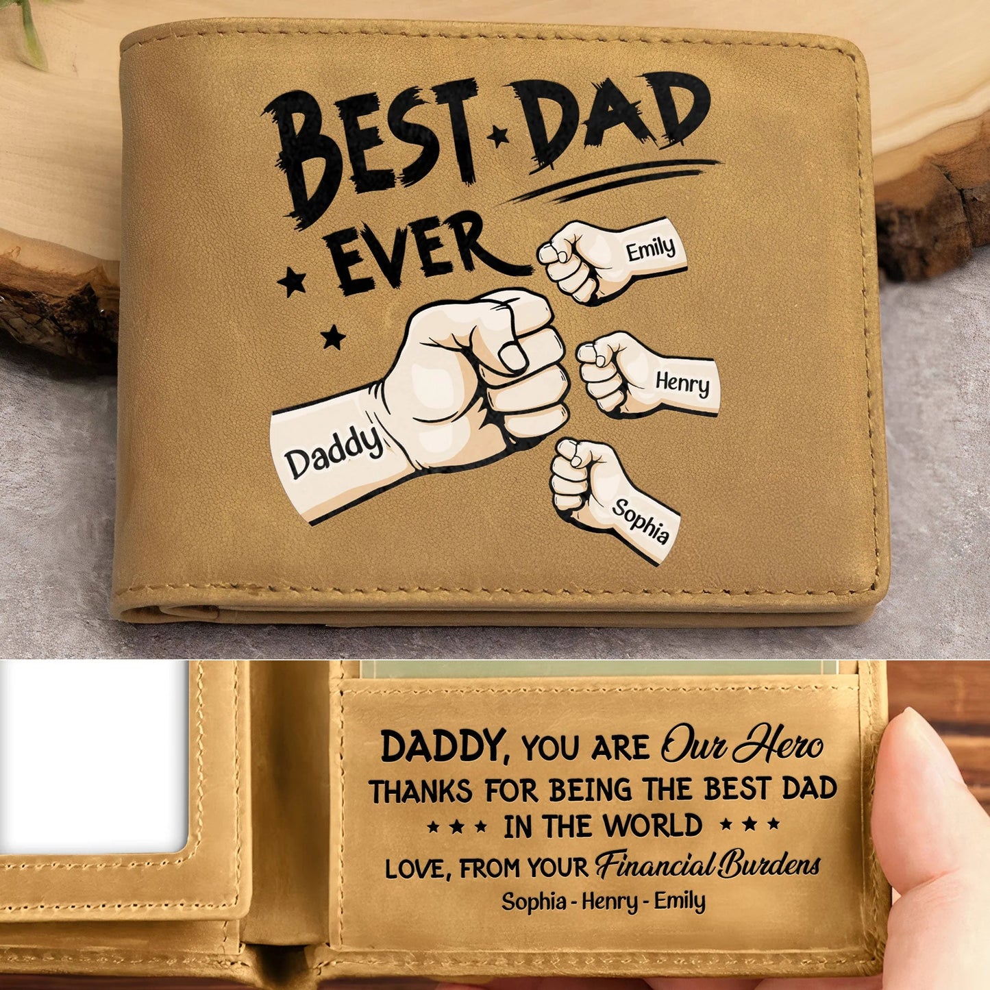 Fifaytech™ Best Dad Ever Personalized Leather Wallet