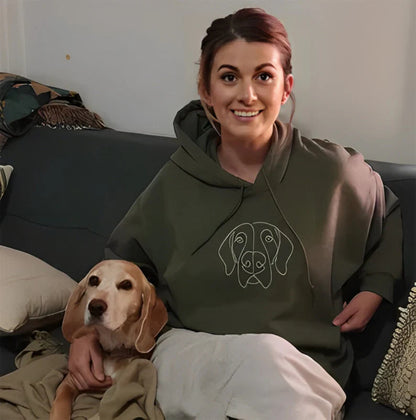 Fifaytech™ Custom Embroidered Hoodie Pet Line Drawing with Pet Portraits