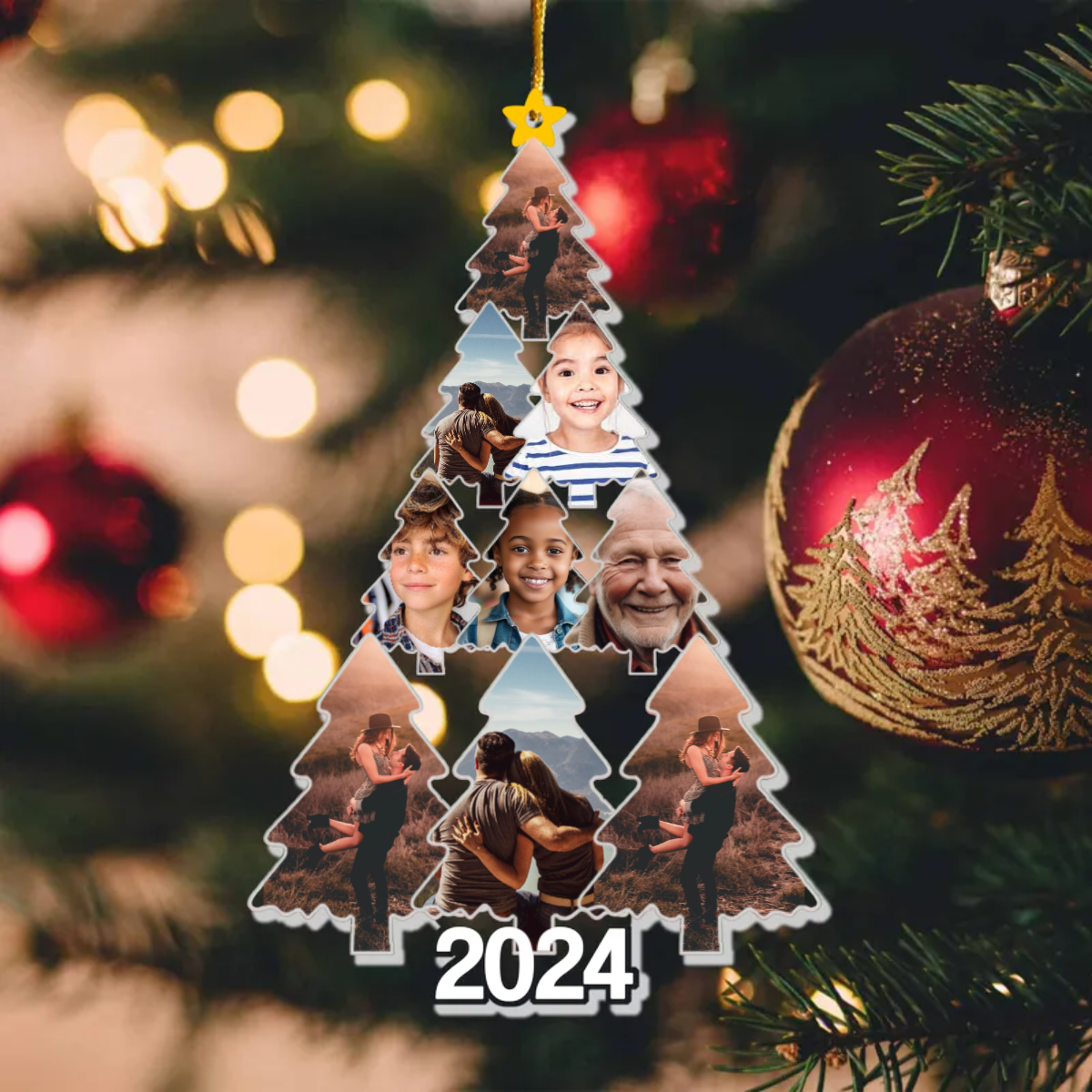 Fifaytech™ Acrylic Christmas tree with photos Christmas Ornament