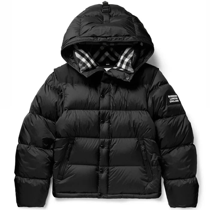 BURBERRY - Convertible Canvas-Trimmed Quilted Nylon Hooded Down Jacket - Black