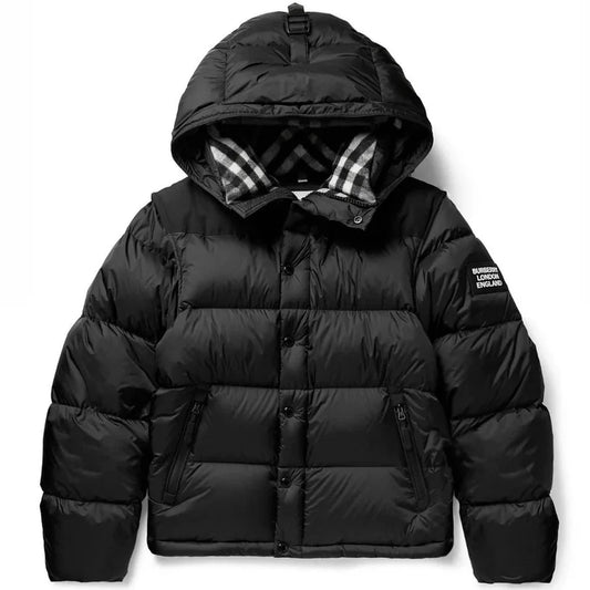 BURBERRY - Convertible Canvas-Trimmed Quilted Nylon Hooded Down Jacket - Black