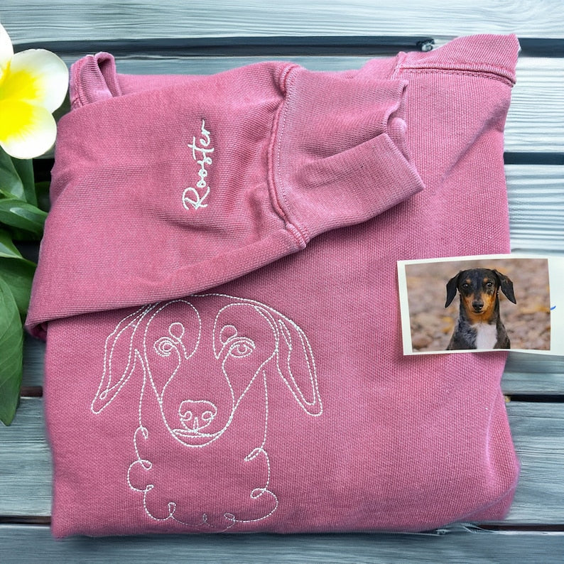 Fifaytech™ Personalized Dog Line Art Embroidered Pet Hoodie