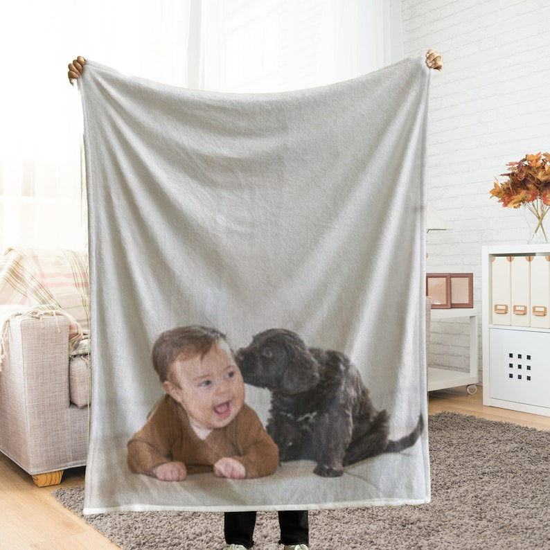 Fifaytech™ Personalized photo flannel blanket