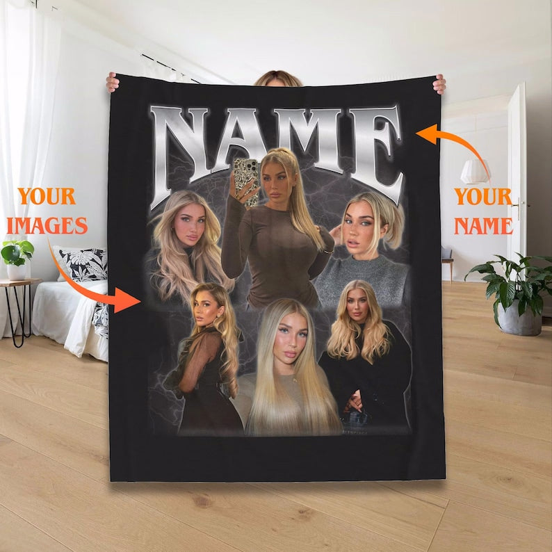 Fifaytech™ Custom Photo & Text  Blanket Wedding Birthday