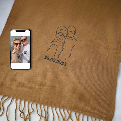 Fifaytech™ Custom Couple Photo Portrait Scarf