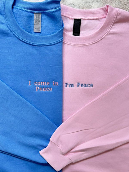 I Come in Peace I'm Peace Matching Embroidery Set