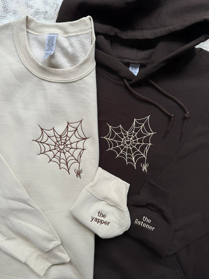 Matching Spider Web Heart Embroidery Set for couples