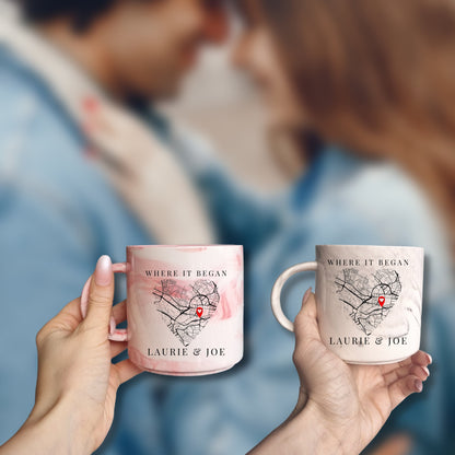 Fifaytech™ Personalised Where It Began Map Valentine Mug